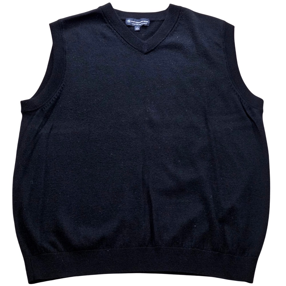 Hart Schaffner Marx Extra Fine Merino Wool Vest Mens L Black Sleeveless‎